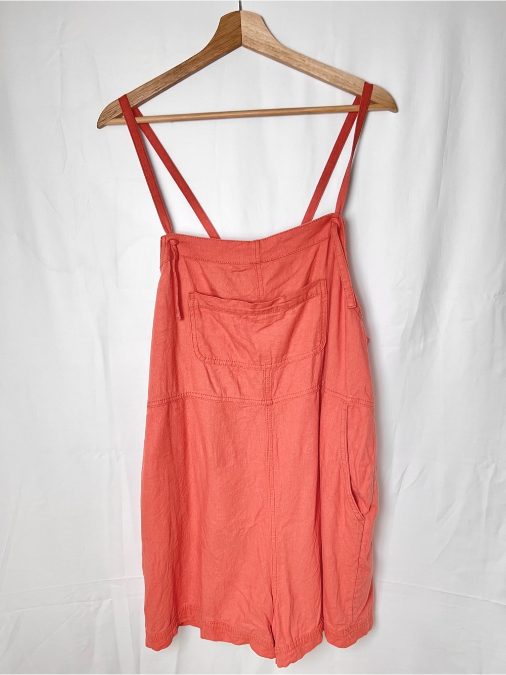 Old Navy Linen Blend Coral-Orange Overall Romper